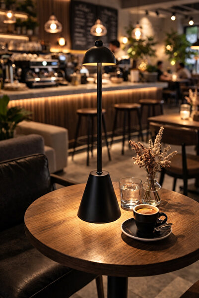 Natiorj Pilli Vove Siyah Model Masa Lambası Cafe Yatak Odası Salon Abajur