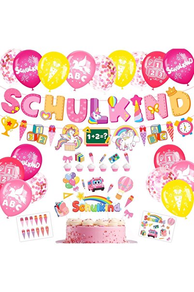 Other Set Decoratiuni Baloane Inceput Scoala - Unicorn Roz, Fetite, Hartie si...