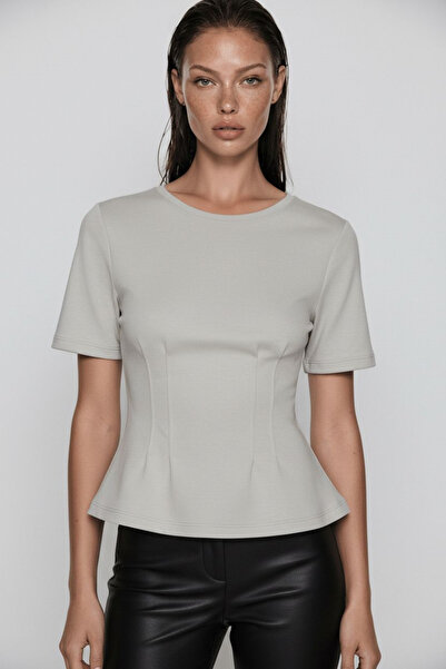 Madmext Γυναικείο μπλουζάκι με λαιμόκοψη ποδηλάτου και εφαρμογή στη μέση, σε ...