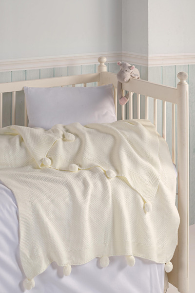 WOOLHOME TRİKO PONPONLU KOKULU UNİSEX BEBEK BATTANİYE 80X100