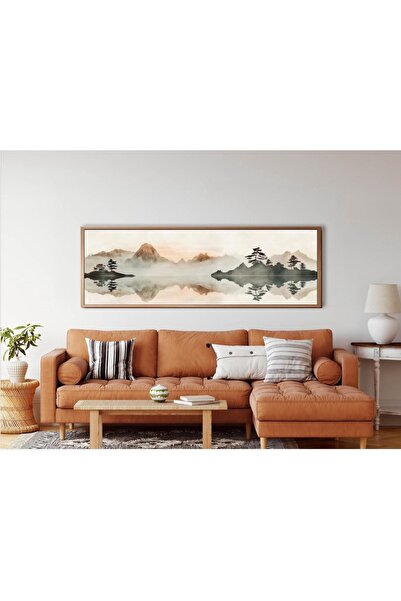woodhomeworks Tek Parça Gerçek Ahşap Yatay Panorama Çerçeveli Tablo