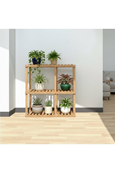 Ev dekka 100x100 cm Masif Ahşap Çiçeklik Standı - Kahve & Bej Renk Seçenekli ...