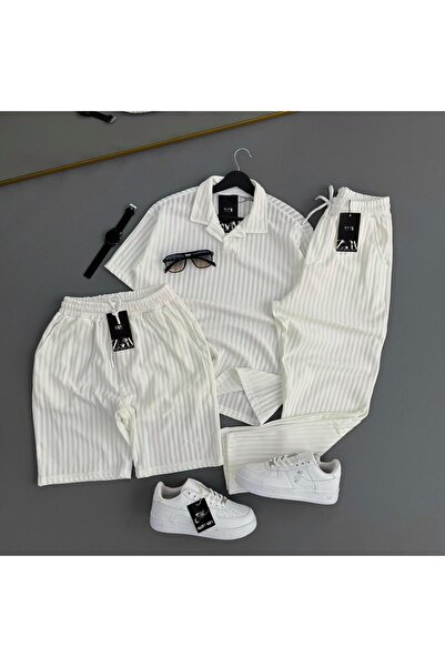 Baycombine35 Lycra Ottoman Fabric 3-Piece Set Tracksuit - Shorts - T-Shirt