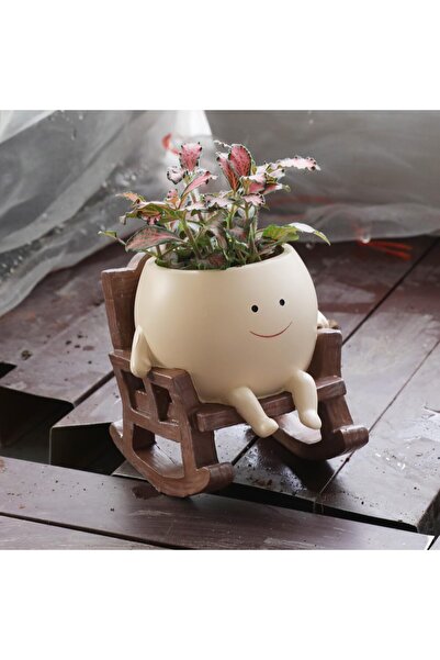 Other Ghiveci Mic cu Fata pe Scaun Balansoar - Decorativ Suculente, Rasina, 1...