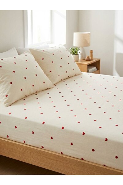 Ricco Lifes Heart Elastic Sheet Pillowcase Cotton Single - Double - King Size