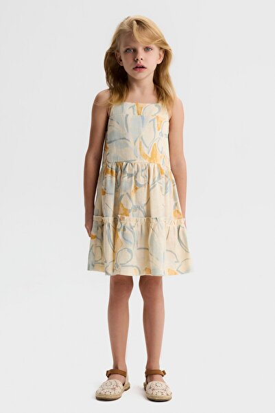 Ugly Duck Rochie din in CLARA pentru copii 4-8 ani - Crem