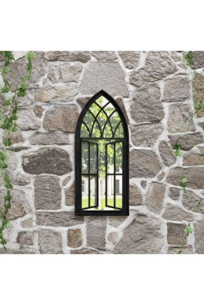 Concept Oglindă de grădină, negru, 70x30 cm, fier, uz exterior