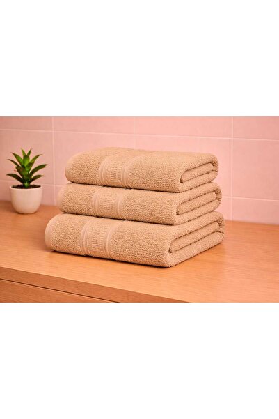 OEM Set 3 prosoape de baie Bej din Bumbac 100% cu model grecesc, 50x90 cm, 50...