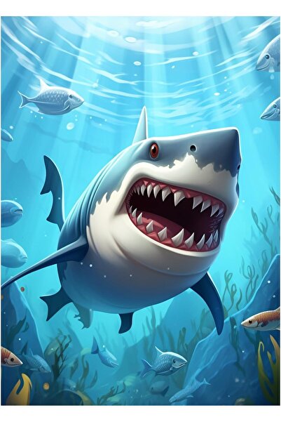 Other Set Broderie cu Diamante 5D - Pictura DIY Rechin, Panza si Margele Cris...