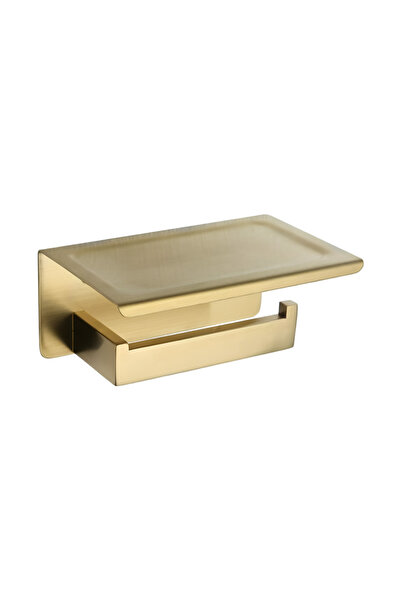 Other Toilet Paper Holder with Shelf - Stainless Steel, Wall, Brushed Gold - ...