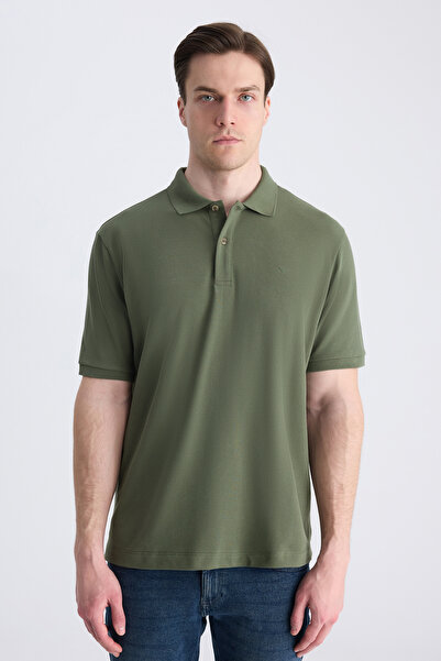 D'S Damat Ds Damat Регулярна кройка Зелена пике тъкан 100% памук Тениска