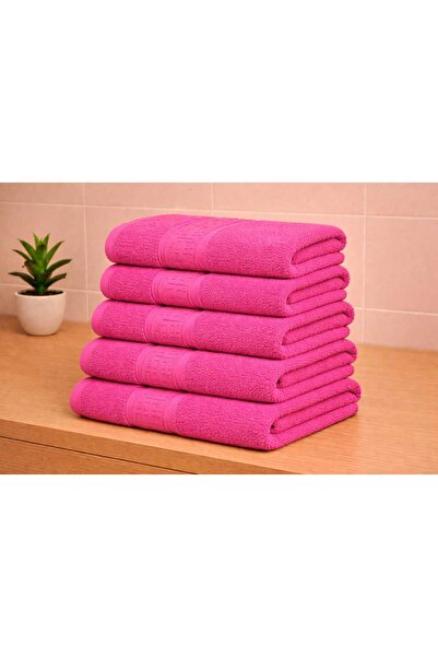 OEM Set of 5 Pink 100% Cotton Bath Towels with Patterned , 50x90 cm, 400 gram...