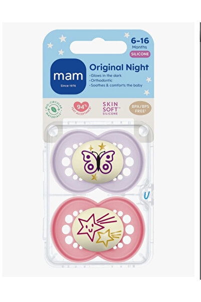 MAM Original Night Gece Emzik 6-16 Ay 2’li Set Ortodontik BPA’sız