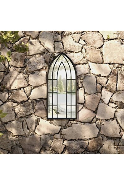 Concept Oglindă de grădină, negru, 70x30 cm, fier uz exterior