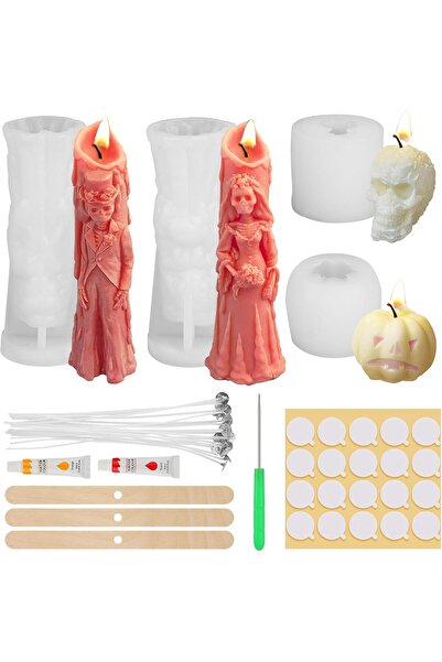 Other Forme Silicon Lumânări Halloween - Set 4 Bucăți, Dovleac, Craniu, Spiri...