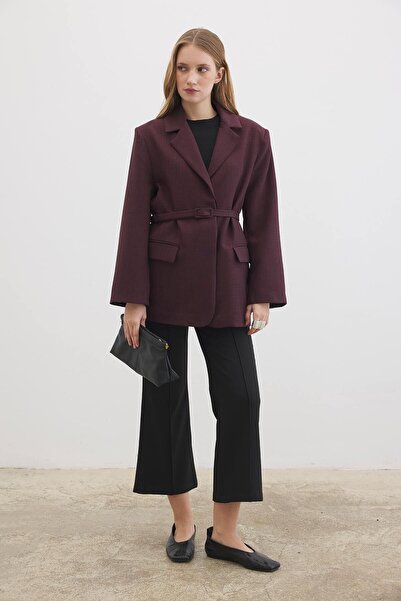 Hooopstore Premium Belt Buckle Burgundy Jacket