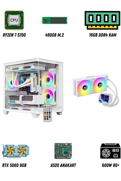 RAMTECH BİLGİSAYAR RMT1802-6 Ryzen 7 5700 RTX 5060 8GB Gaming PC – 16GB RAM |...