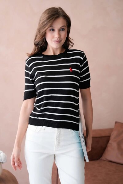 Park Karon Women's Crew Neck Striped Knitwear Sweater 10187.Vsc