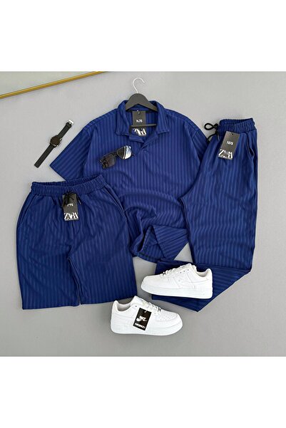 Baycombine35 Lycra Ottoman Fabric 3-Piece Set Tracksuit - Shorts - T-Shirt