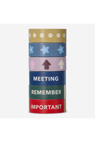 Flying Tiger Copenhagen Çok Renkli 6'lı Kağıt Bant Seti