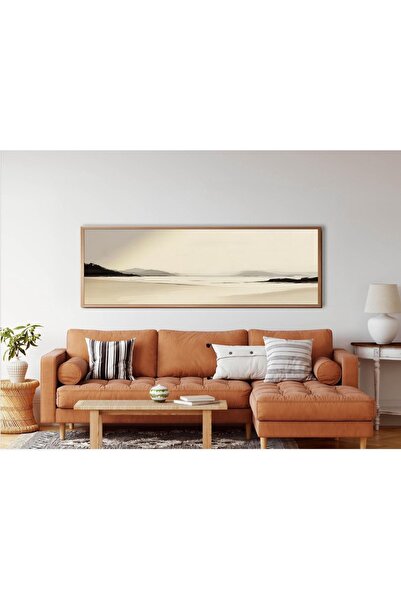 woodhomeworks Tek Parça Gerçek Ahşap Yatay Panorama Çerçeveli Tablo lotus