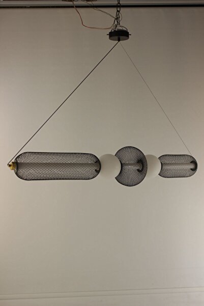 GN GEN AYDINLATMA Modern Siyah File Tasarım Yatay Geometrik Seri 2'li Cam Kür...