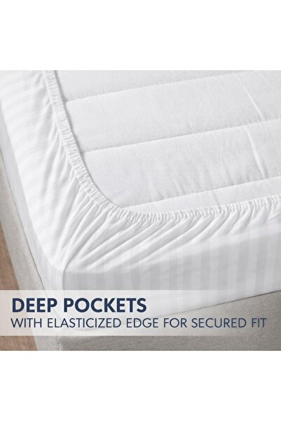Maanys Super King Size Fitted Bedsheet Pack of 2 (White & Grey) 26L*18W*352D