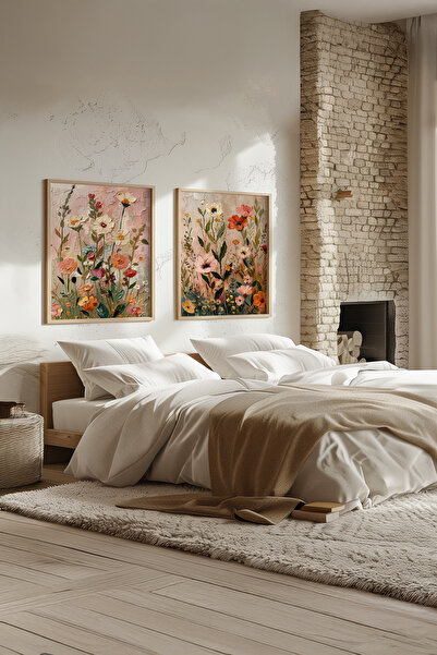 STARYUNA Wooden Framed Flower Garden Double Painting Set Yuna535