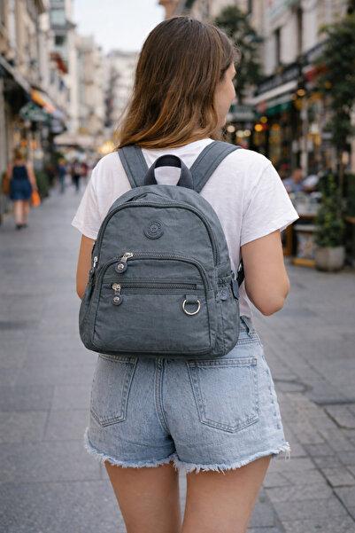 Saria Moda Gray Waterproof Clinker Multi-Compartment Medium Size Backpack