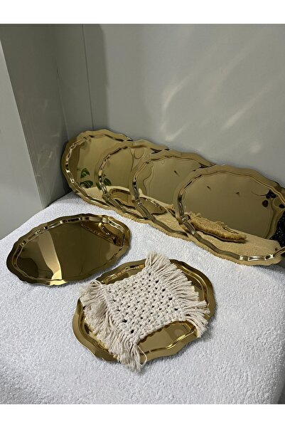 CieS 6-Piece Luxury Gold Oval Presentation and Serving Tray
