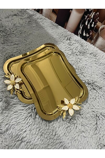 CieS 6-Piece Luxury Italian Model Zamak Presentation and Serving Tray with Da...