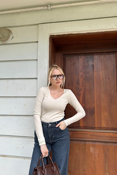 lizge giyim V-Neck Cashmere Ultra Light Knitwear Sweater