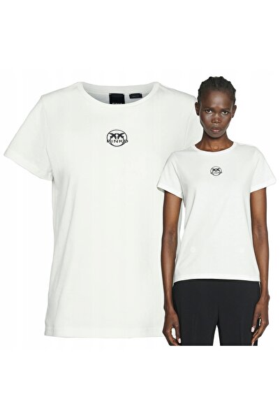 PİNKO T-Shirt Women's Cotton White Classic Plain Size M