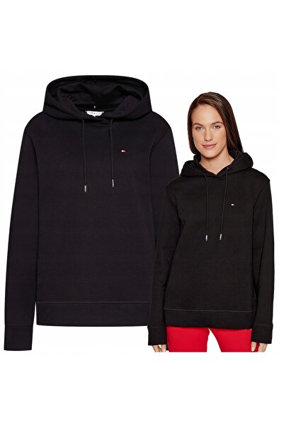 Tommy Hilfiger Women's Hooded Sweatshirt Black Basic Premium Classic Size M