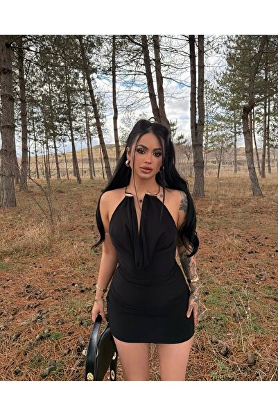 sportiness Trendy Dress with Neck Accessory