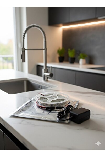 TriVox3D Mutfak Dolabı Tezgah Üstü için 3 Metre Beyaz Şerit Led Işık Yüksek L...