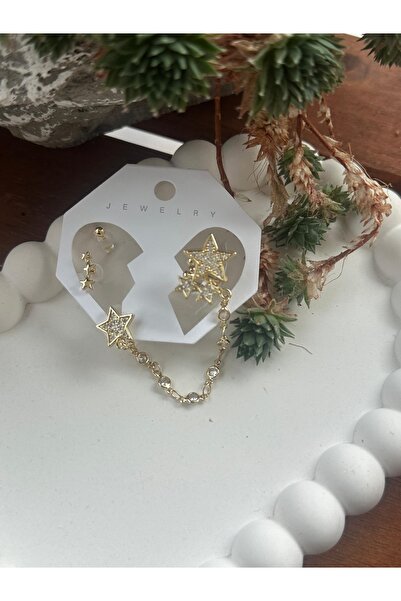 mibrillo Star Detailed Stone-Studded 4-Piece Earring Set (Multiple Earrings w...