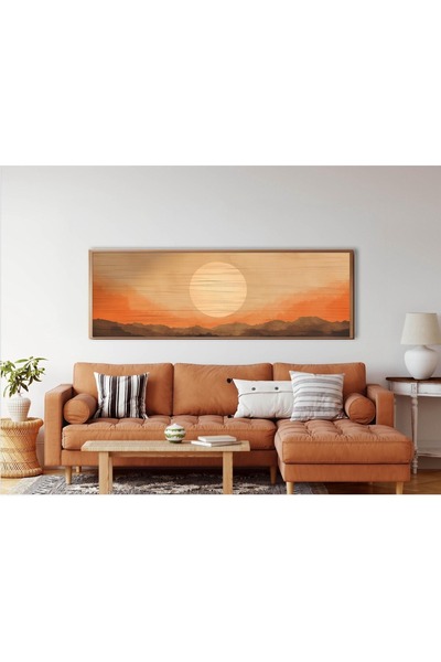 woodhomeworks Tek Parça Gerçek Ahşap Yatay Panorama Çerçeveli Tablo