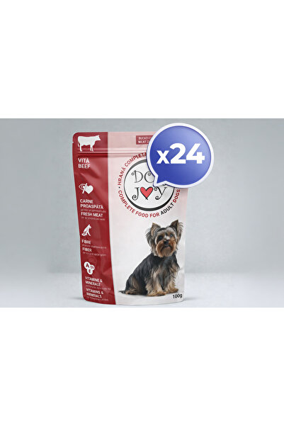 Dog Joy Pack of 24 - Wet Food for Adult Dogs with Beef in Delicious Sauce 100g