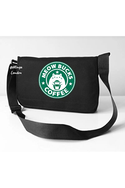 Minga London Crni Meowbucks bez džepova Štampano Poštarska torba -Mingalondon