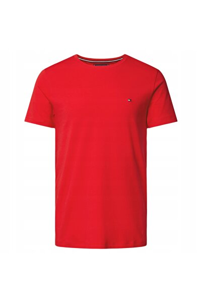 Tommy Hilfiger Tricou bărbătesc cu logo roșu clasic premium basic, mărimea L