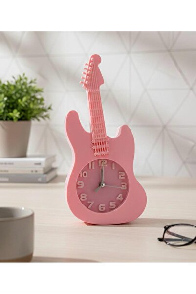 madewithlove Melody Rock Gitar Tasarımlı Alarm Özellikli Dekoratif Masa Saati