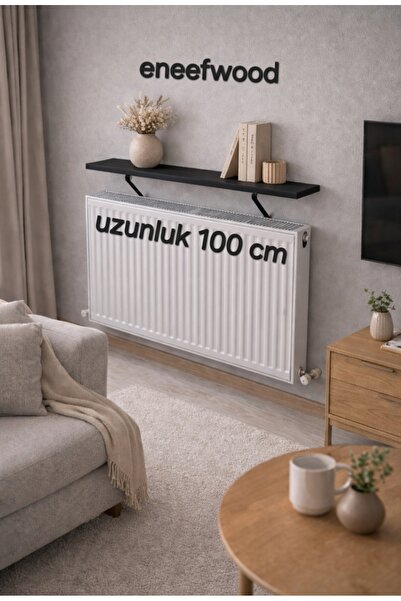 eneefwood petek üstü raf 100x15 mat siyah metal ayaklı dresuar