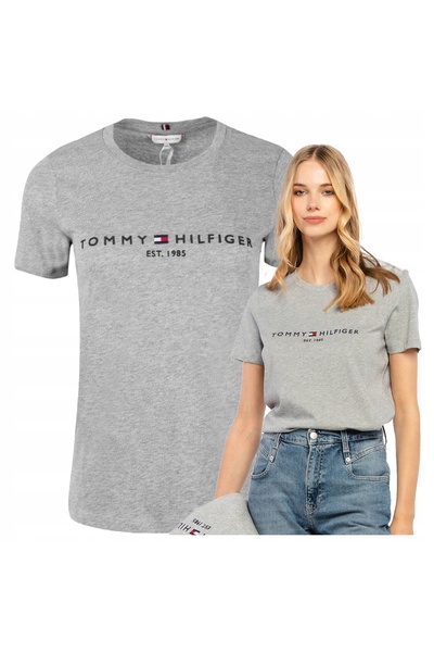 Tommy Hilfiger Est 1985 T-Shirt Gray Women's Classic Size S