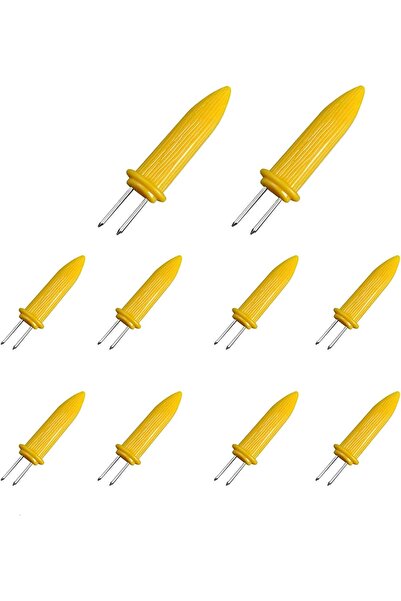 Other Corn Stands - Stainless Steel, Set of 10 pcs - Yellow Plastic Handle, 8...