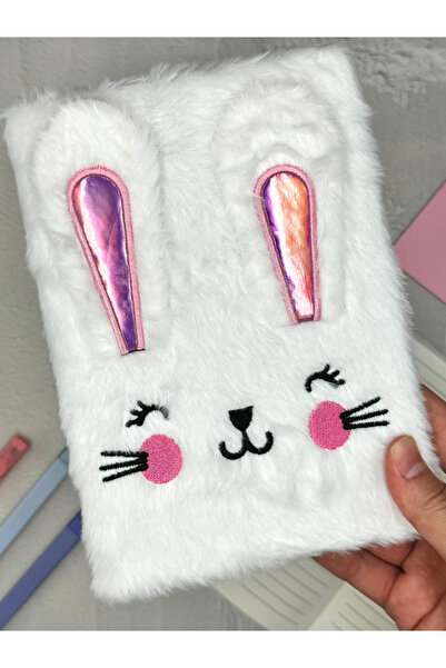 ZeCo Collection Plush Rabbit Patterned Daily White/ Souvenir Notebook