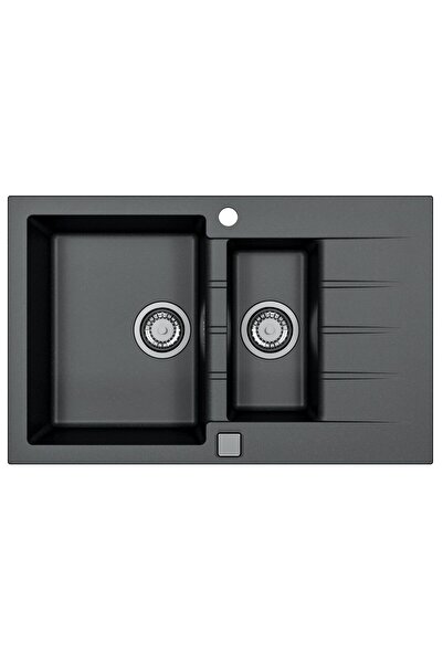 Alveus Cadit 70 sink, black, composite material, reversible, pop-up siphon in...