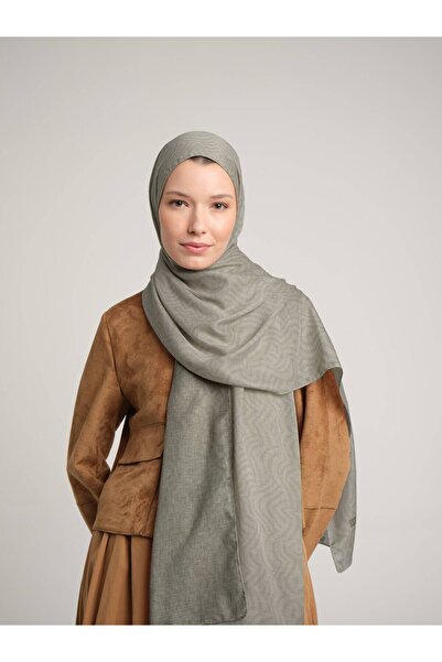 Ayshara Şiraze Monogram Plain Patterned Double-Sided Shawl - Light Sage Green