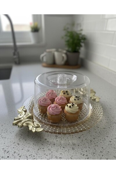 Alika Tekstil ve Ev Gereçleri Kapaklı Pasta Servis Sunumluğu, Kek Sunumu, Lok...