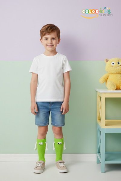Color Socks جوارب مغناطيسية خضراء للأطفال (بدون كعب)
